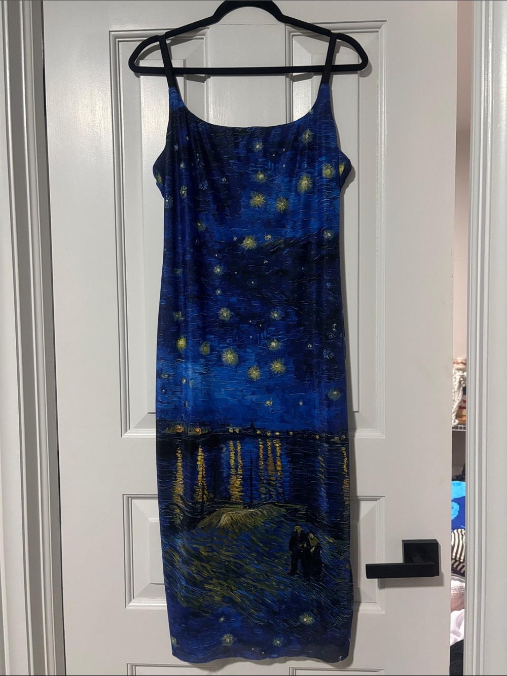 Black Milk Clothing Starry Night Print Slip Dress in Deep Blue and Yellow